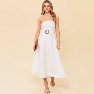 Flying Tomato White Strapless Dress
